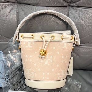 NWT TORY BURCH  Mini T Monogram Bucket Bag - Lolita Pink
